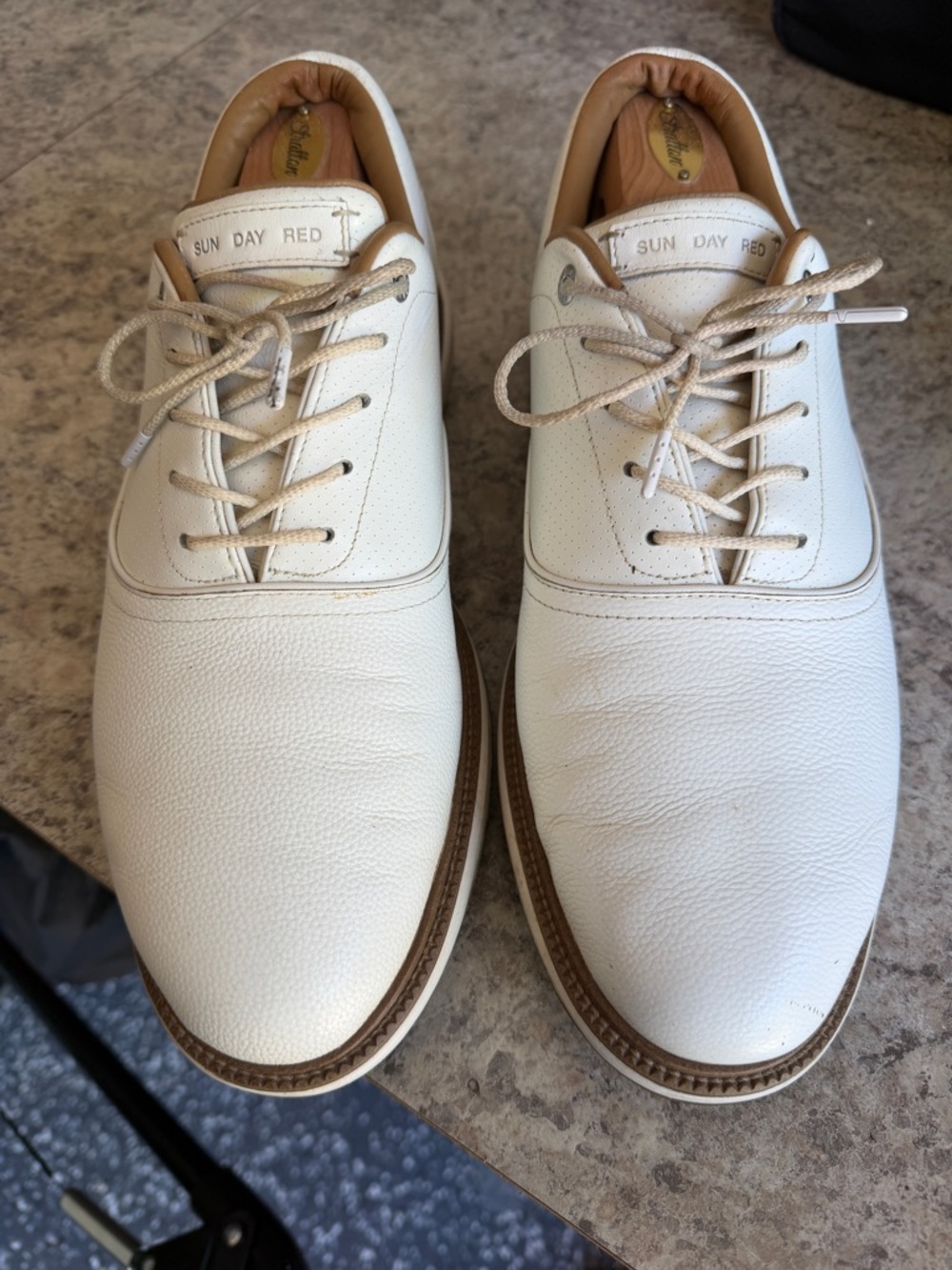 Men's Sunday Red White Leather Golf Shoe Size 12